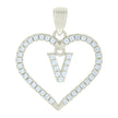 925 Sterling Silver Womens Cubic-Zirconia Initial Alphabet V Heart Charm Pendant