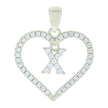 925 Sterling Silver Womens Cubic-Zirconia Initial Alphabet X Heart Charm Pendant