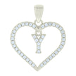 925 Sterling Silver Womens Cubic-Zirconia Initial Alphabet Y Heart Charm Pendant