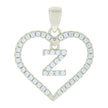925 Sterling Silver Womens Cubic-Zirconia Initial Alphabet Z Heart Charm Pendant