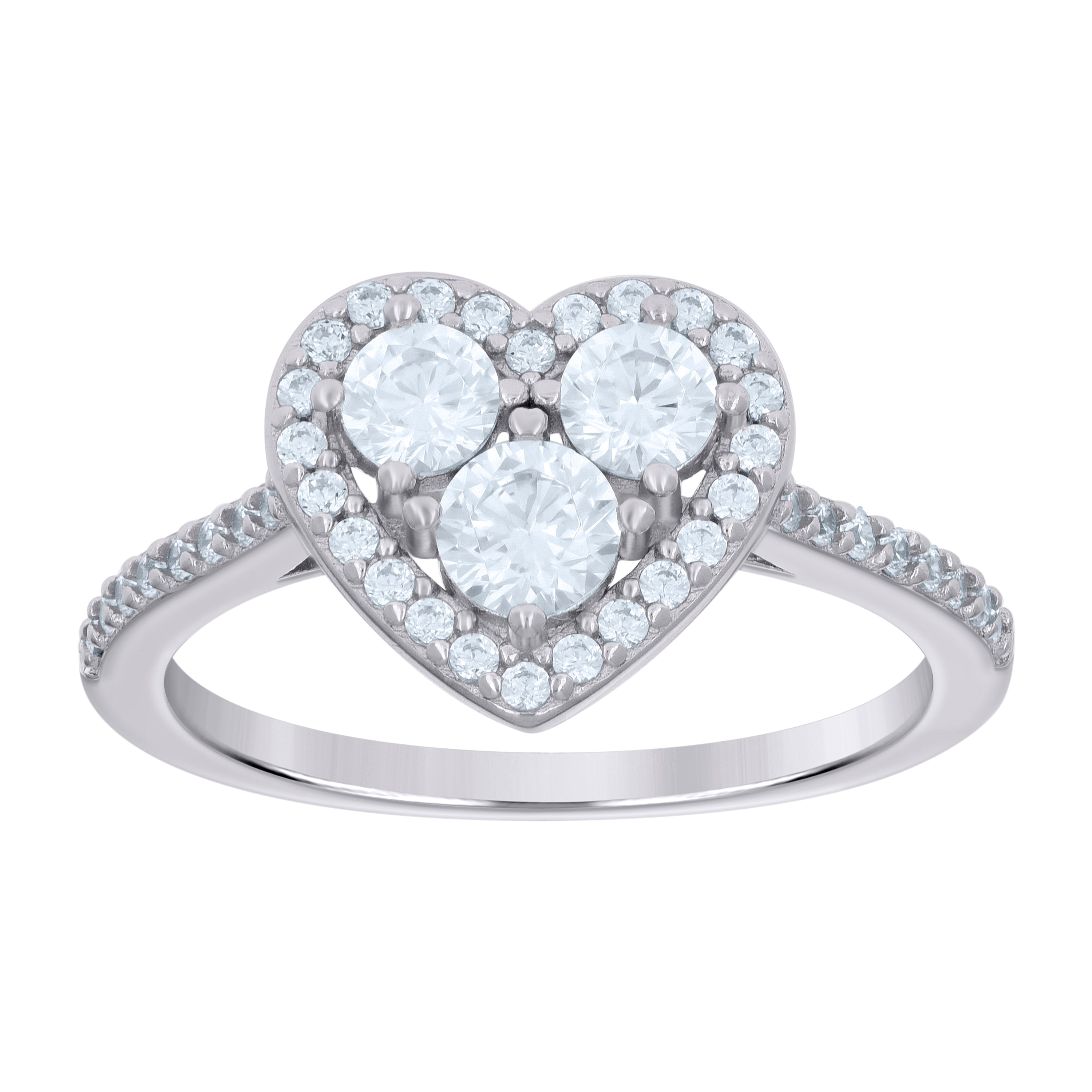 925 Sterling Silver Womens Cubic-Zirconia Heart Engagement Ring Size 6 - SLV-118470