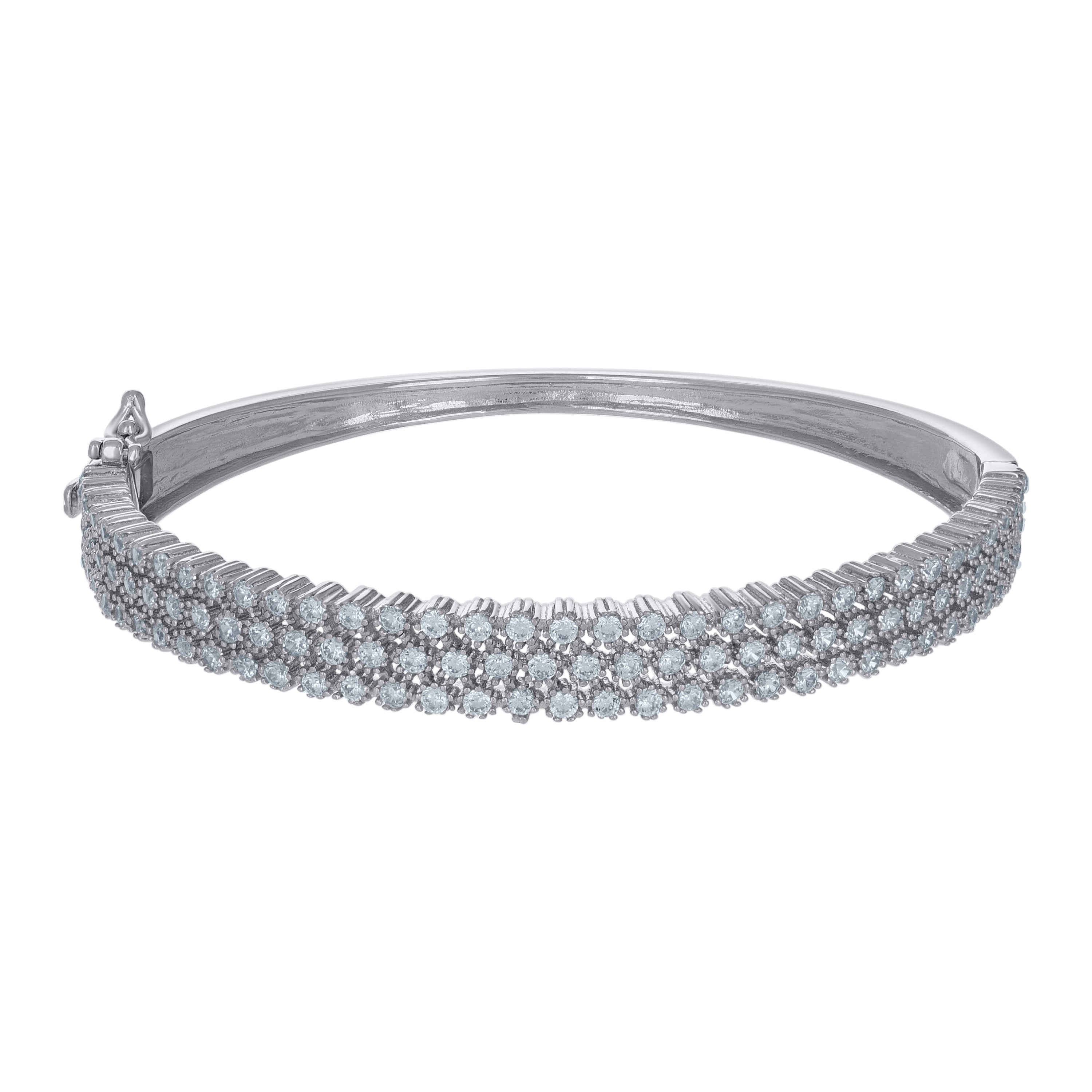 925 Sterling Silver Womens Cubic-Zirconia Fashion Bangle