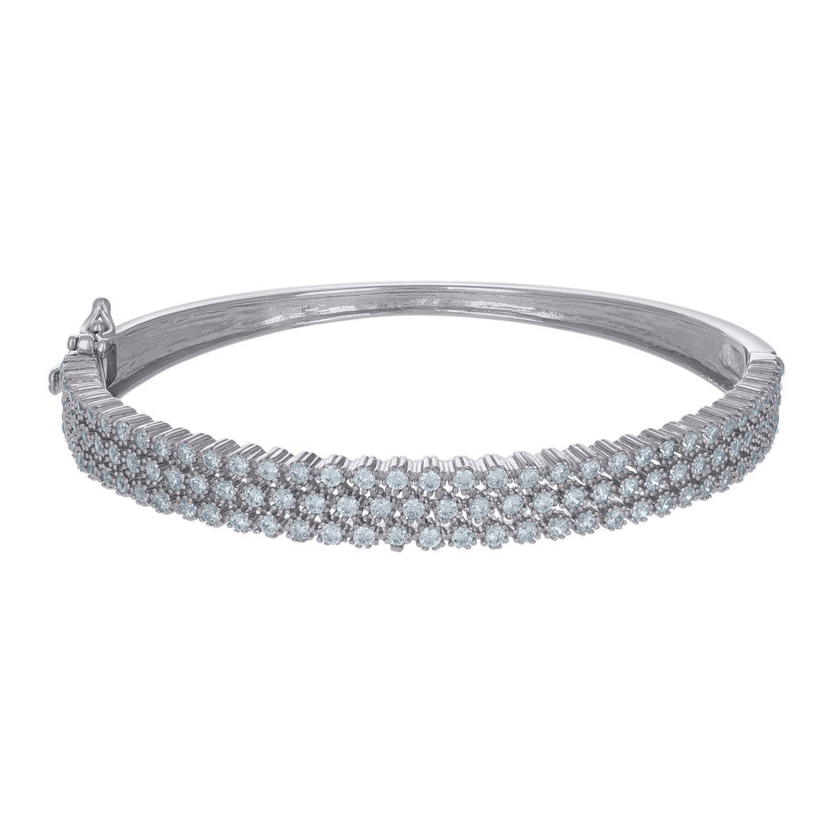 925 Sterling Silver Womens Cubic-Zirconia Fashion Bangle