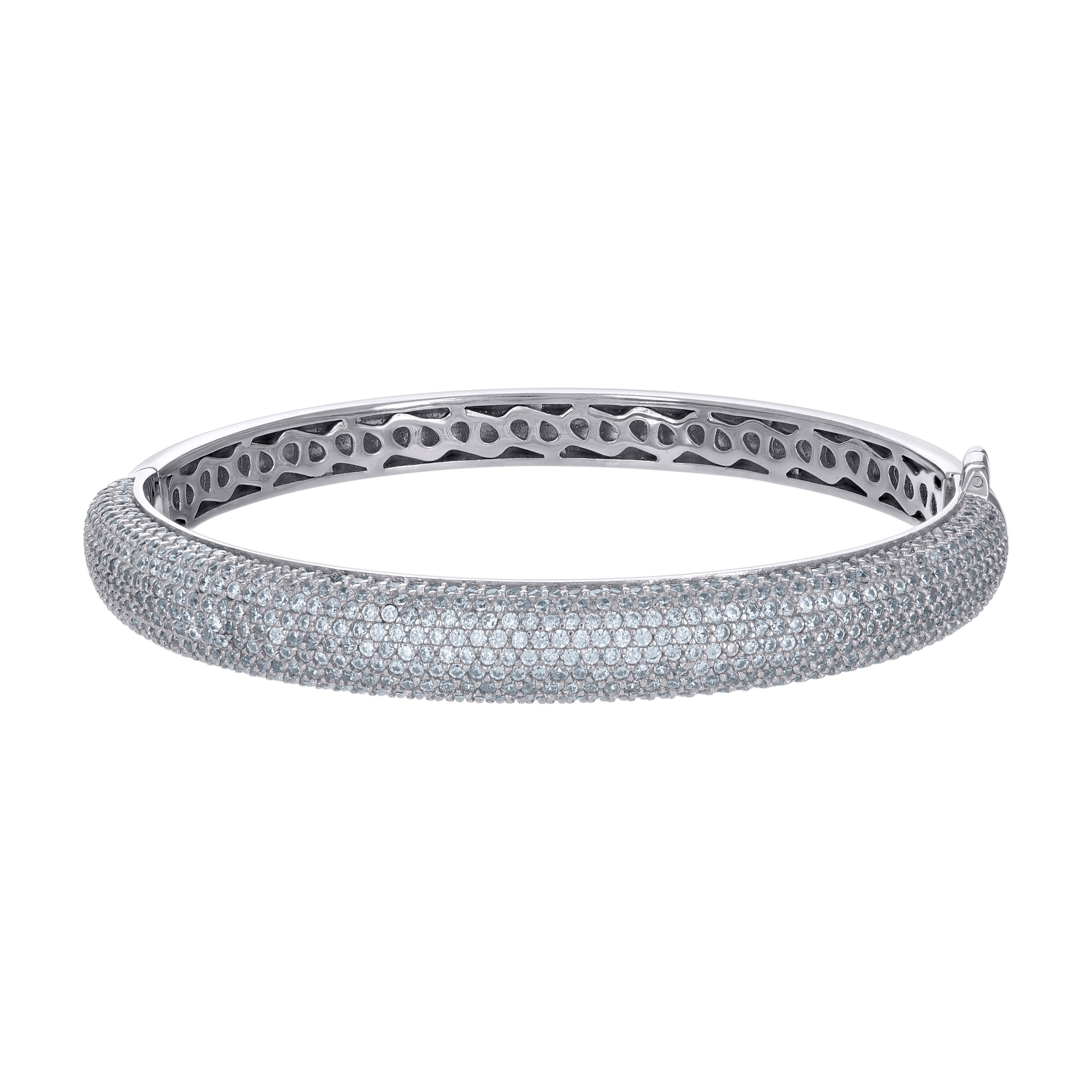 925 Sterling Silver Womens Cubic-Zirconia Fashion Bangle
