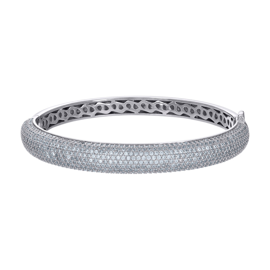 925 Sterling Silver Womens Cubic-Zirconia Fashion Bangle