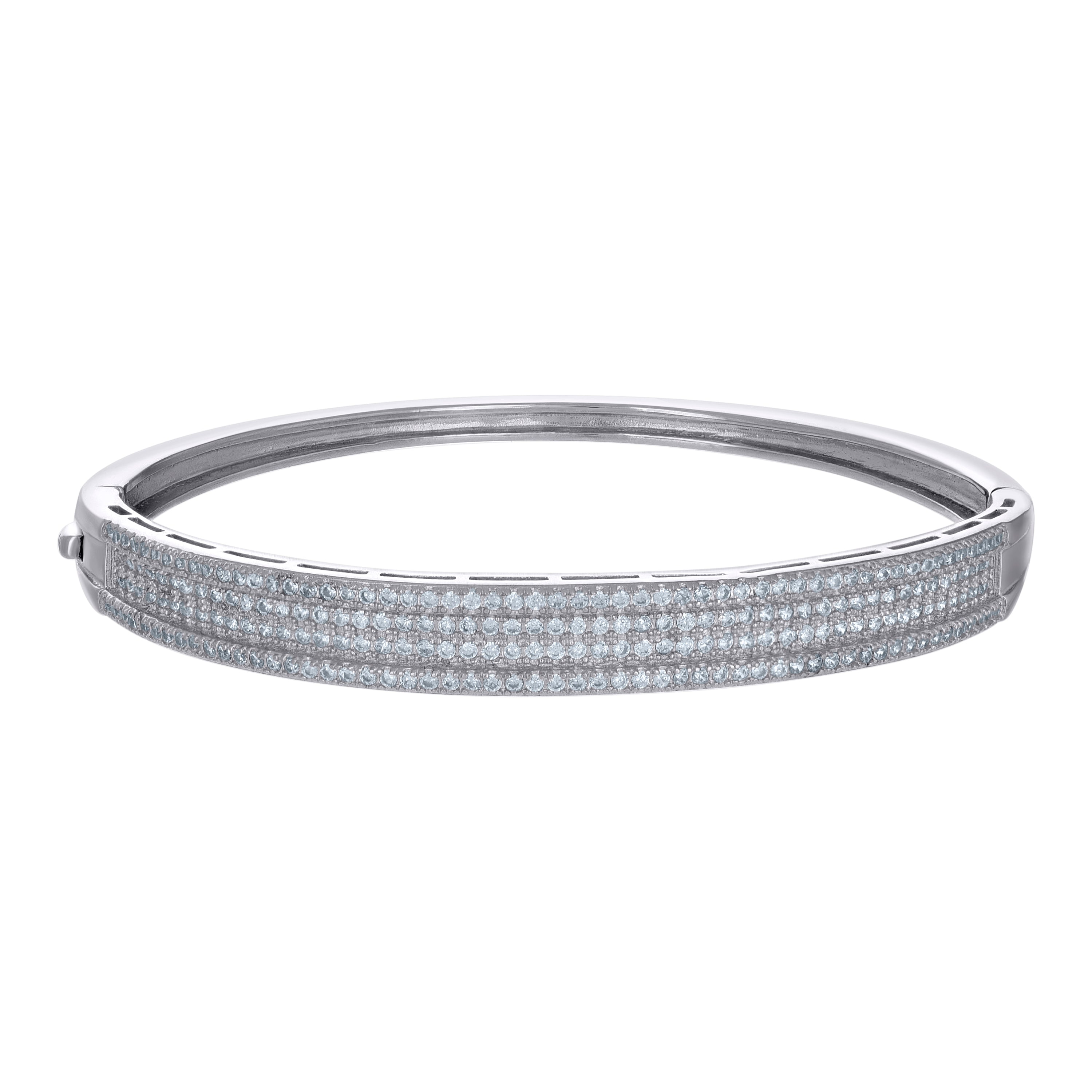 925 Sterling Silver Womens Cubic-Zirconia Fashion Bangle