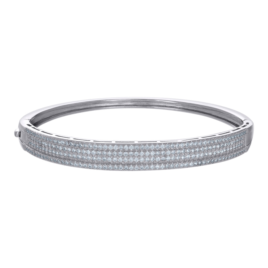 925 Sterling Silver Womens Cubic-Zirconia Fashion Bangle