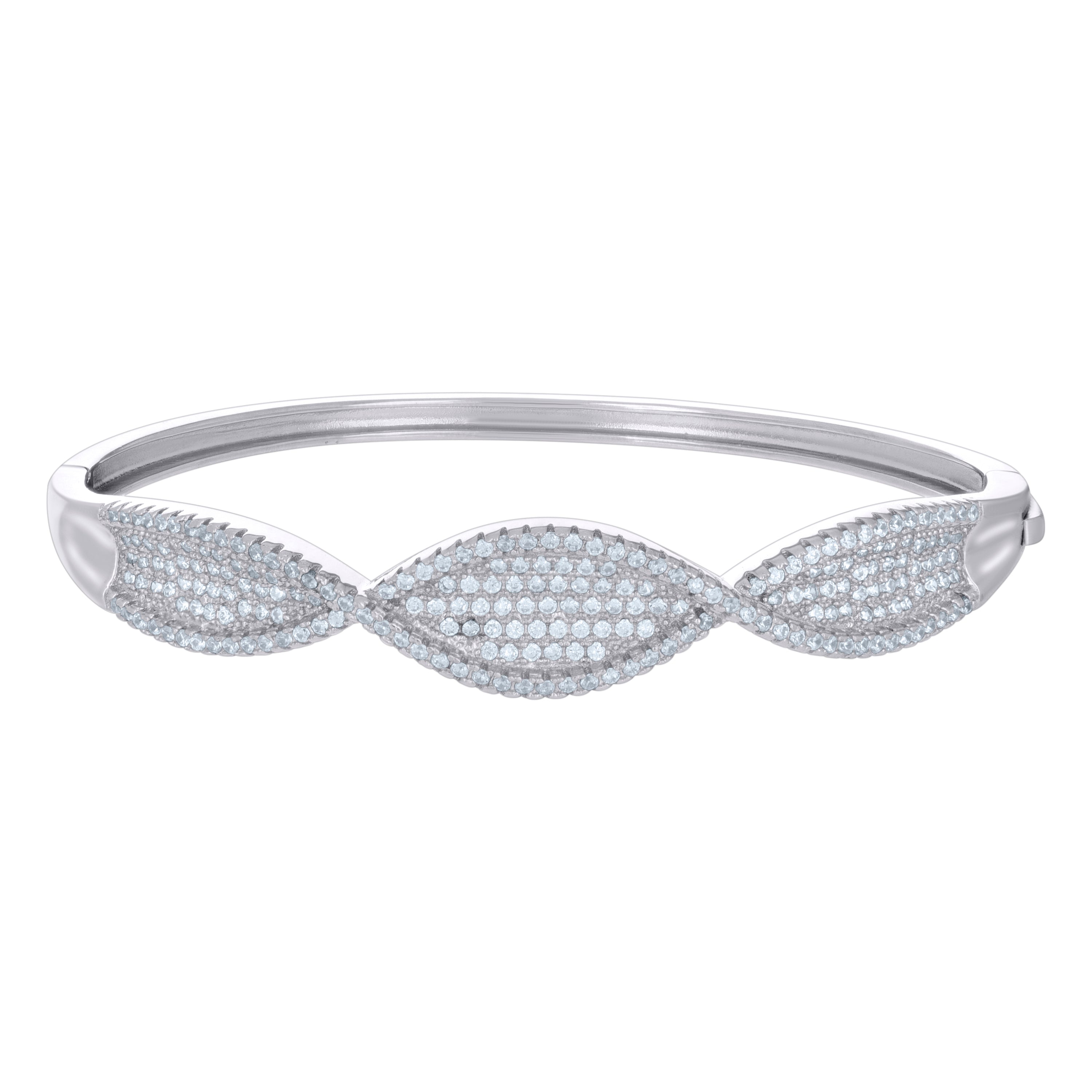 925 Sterling Silver Womens Cubic-Zirconia Fashion Bangle