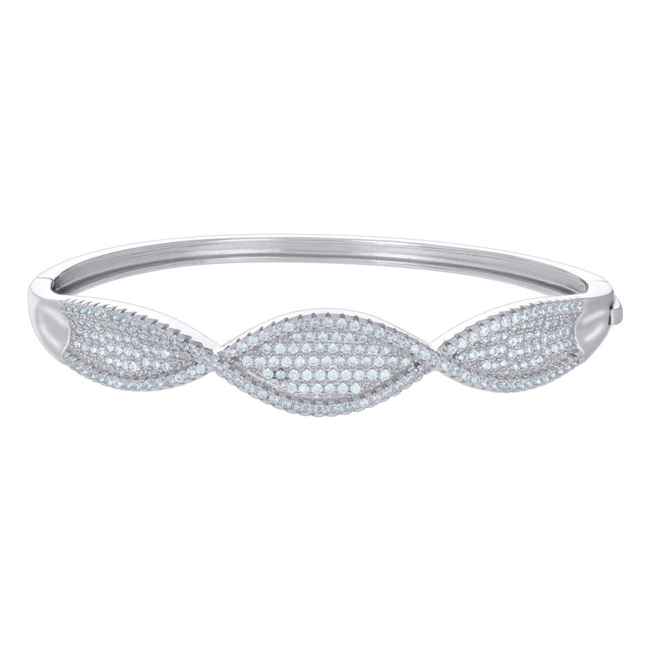 925 Sterling Silver Womens Cubic-Zirconia Fashion Bangle