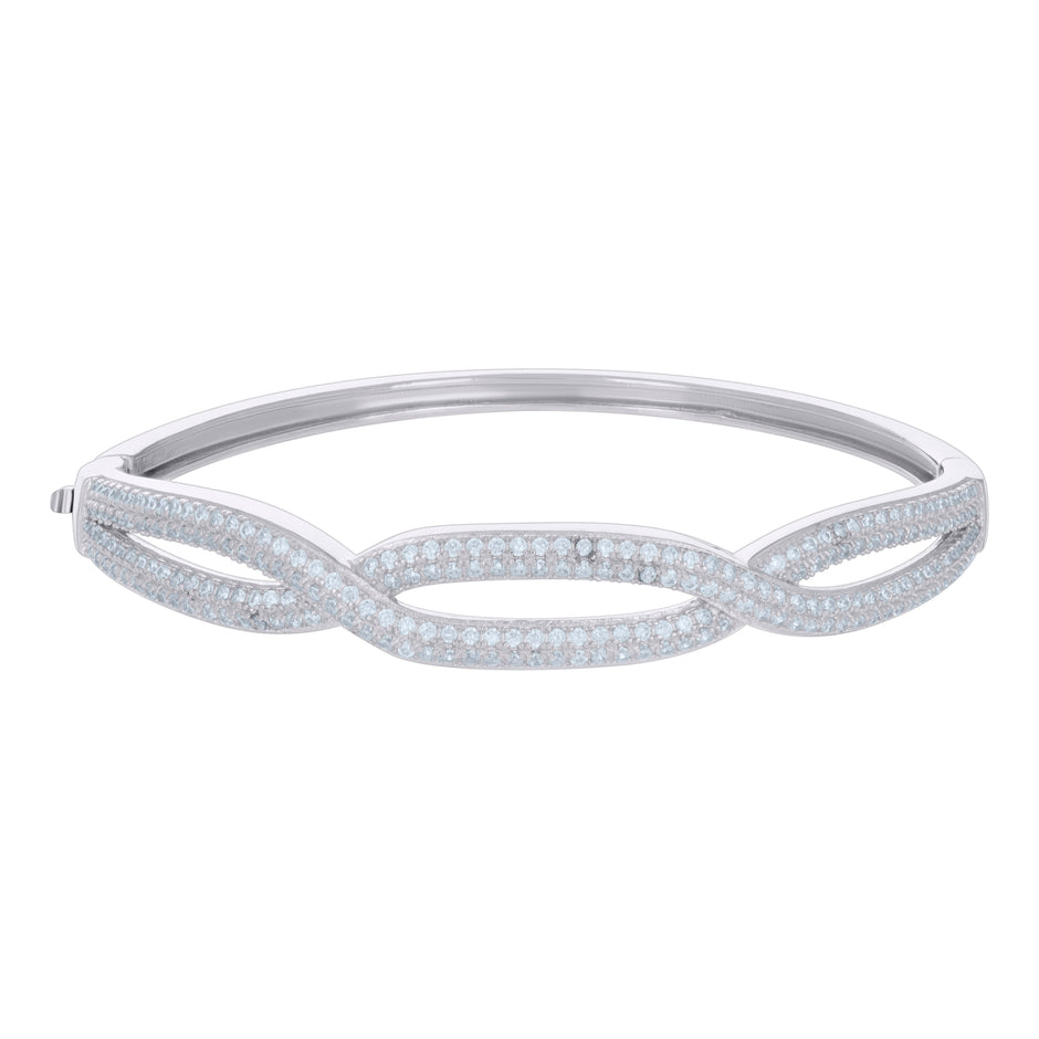 925 Sterling Silver Womens Cubic-Zirconia Fashion Bangle