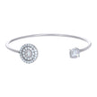 925 Sterling Silver Womens Cubic-Zirconia Fashion Cuff Bangle