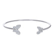 925 Sterling Silver Womens Cubic-Zirconia Butterfly Fashion Cuff Bangle