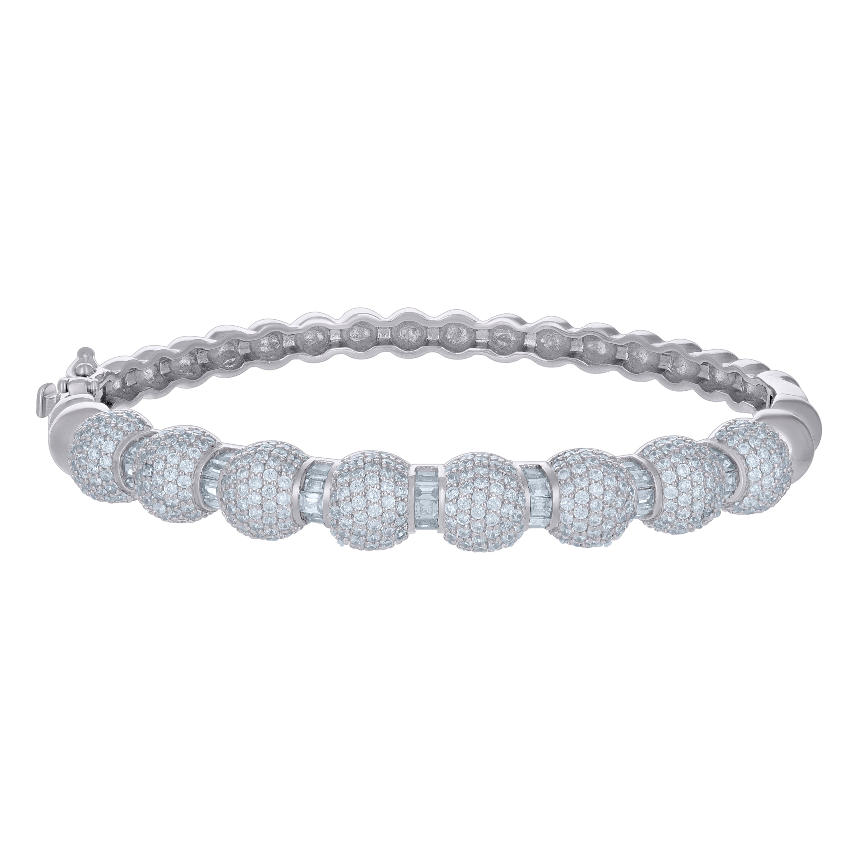 925 Sterling Silver Womens Cubic-Zirconia Fashion Bangle