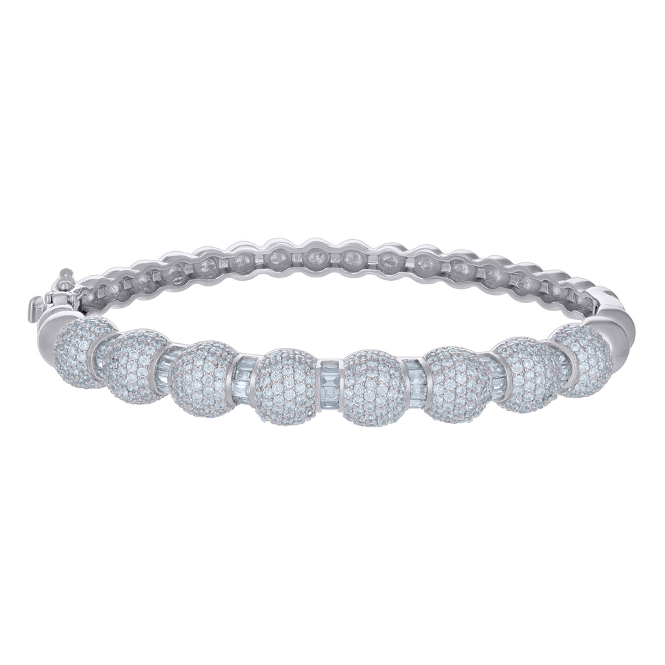 925 Sterling Silver Womens Cubic-Zirconia Fashion Bangle