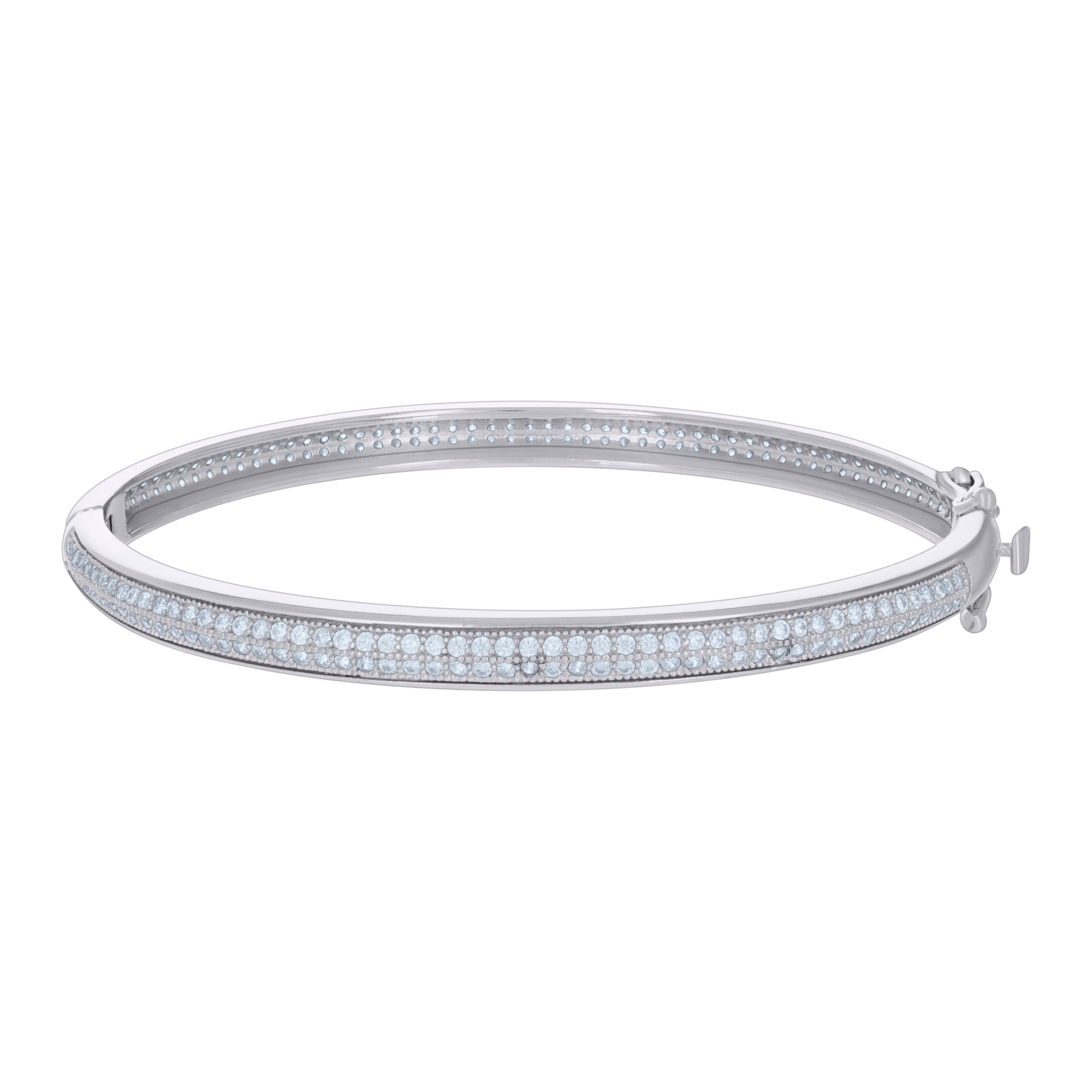 925 Sterling Silver Womens Cubic-Zirconia Fashion Bangle