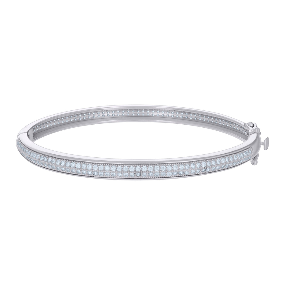 925 Sterling Silver Womens Cubic-Zirconia Fashion Bangle