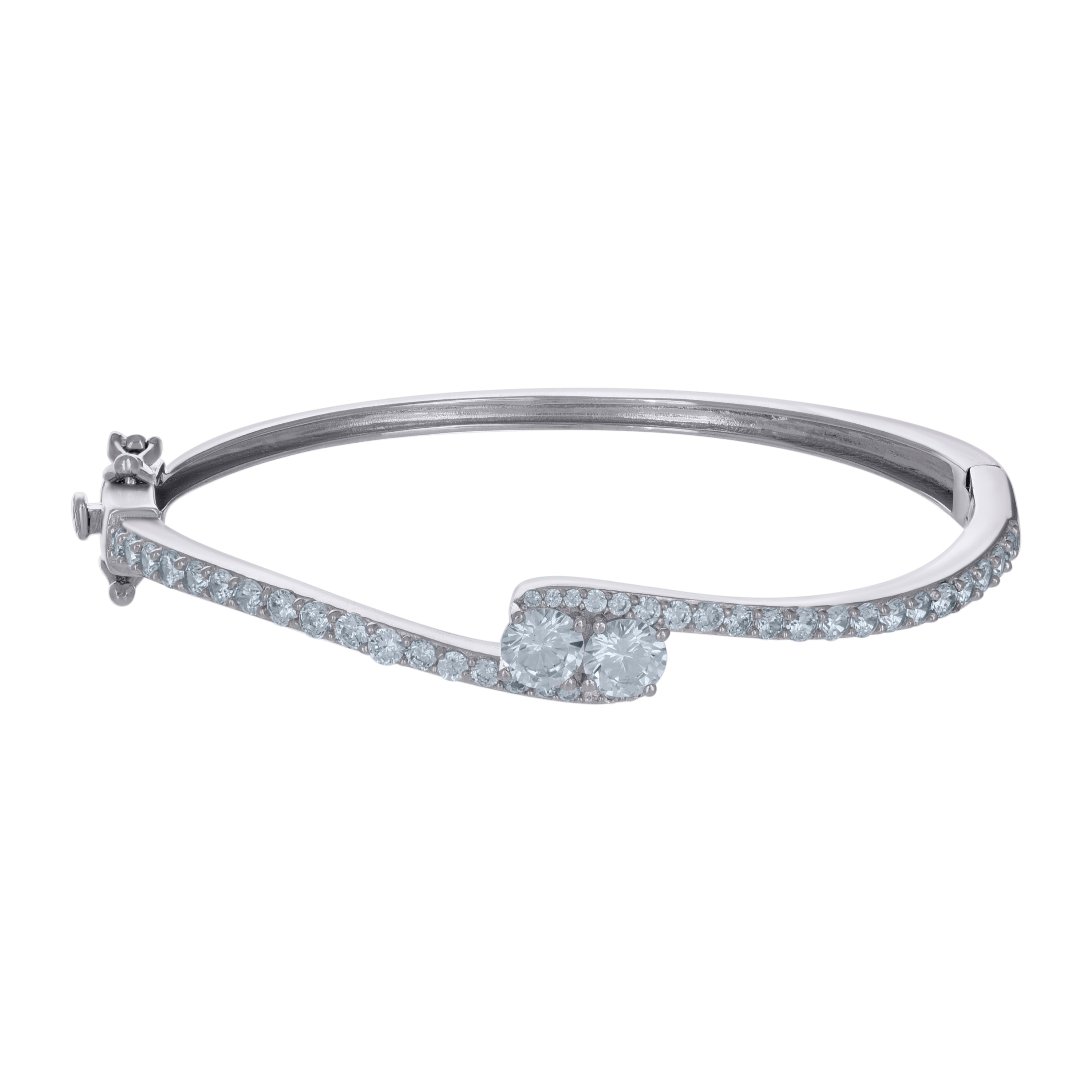 925 Sterling Silver Womens Cubic-Zirconia Fashion Bangle