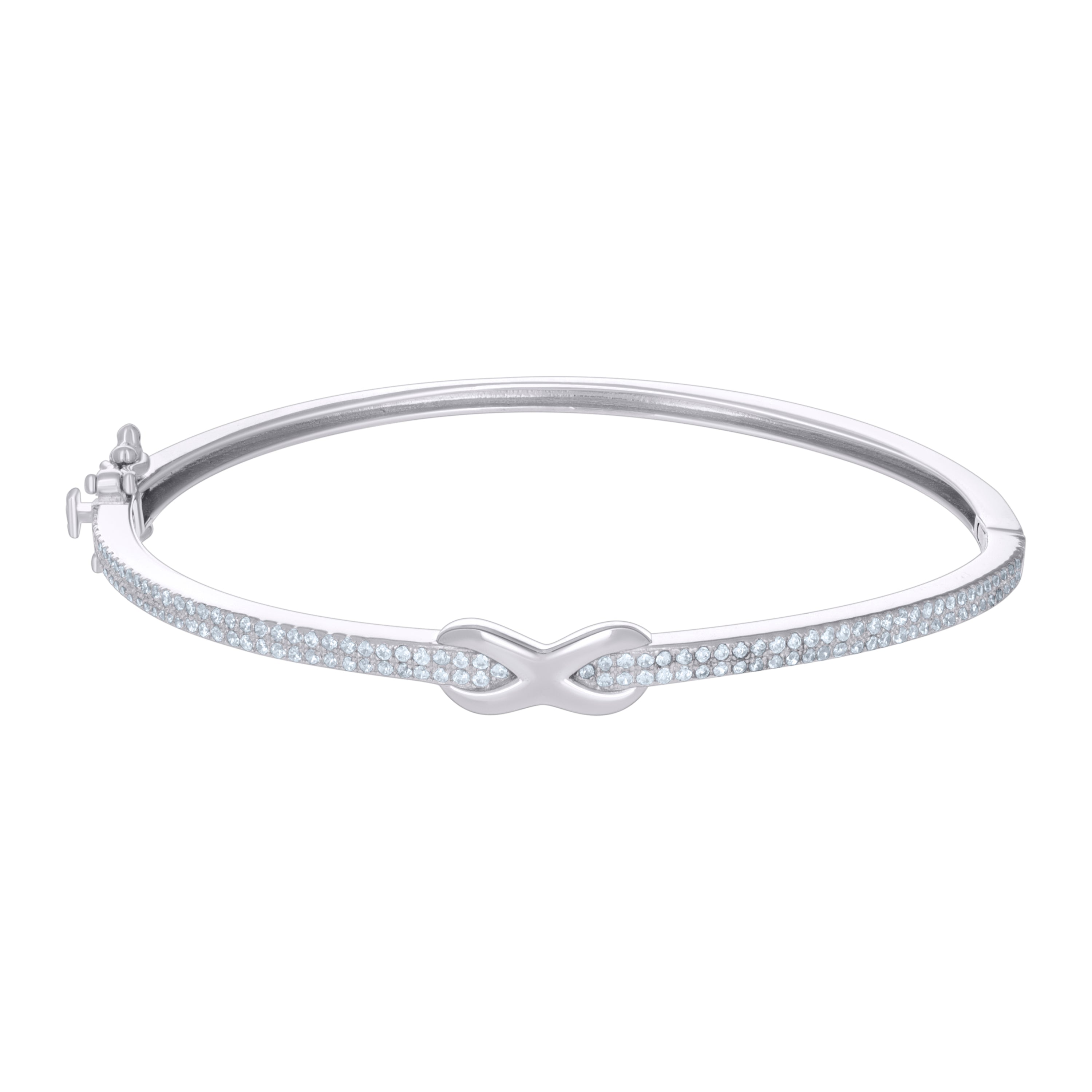 925 Sterling Silver Womens Cubic-Zirconia Infinity Love Bangle