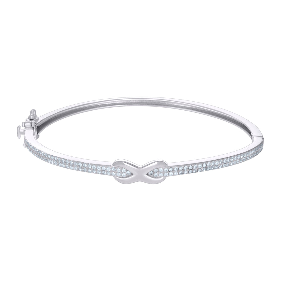 925 Sterling Silver Womens Cubic-Zirconia Infinity Love Bangle