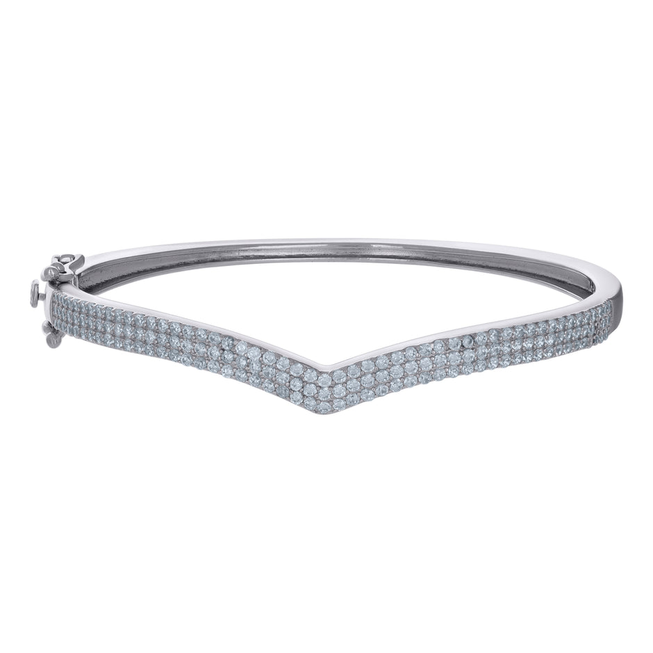 925 Sterling Silver Womens Cubic-Zirconia Fashion Bangle