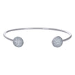 925 Sterling Silver Womens Cubic-Zirconia Ball Fashion Cuff Bangle