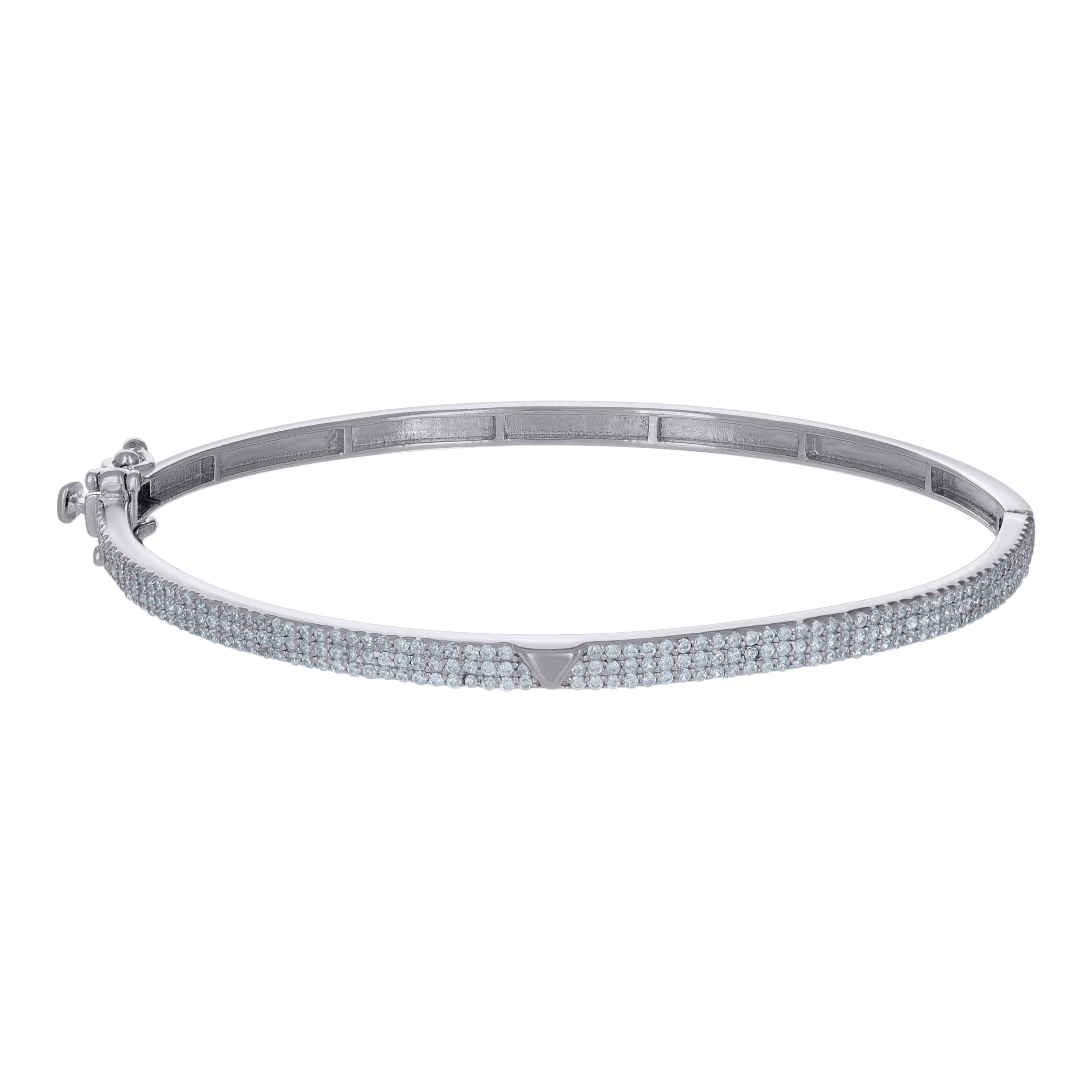 925 Sterling Silver Womens Cubic-Zirconia Fashion Bangle