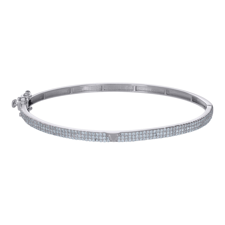 925 Sterling Silver Womens Cubic-Zirconia Fashion Bangle