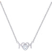 925 Sterling Silver Womens Cubic-Zirconia Heart Mom Necklace