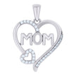 925 Sterling Silver Womens Cubic-Zirconia Double Heart Mom Charm Pendant