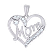 925 Sterling Silver Womens Cubic-Zirconia Heart Mom Charm Pendant