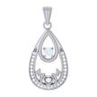925 Sterling Silver Womens Cubic-Zirconia Teardrop Mom Charm Pendant