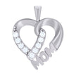925 Sterling Silver Womens Cubic-Zirconia Heart Mom Charm Pendant