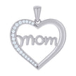925 Sterling Silver Womens Cubic-Zirconia Heart Mom Charm Pendant