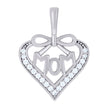 925 Sterling Silver Womens Cubic-Zirconia Heart Mom Charm Pendant