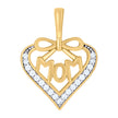 925 Sterling Silver Yellow-tone Womens Cubic-Zirconia Heart Mom Charm Pendant