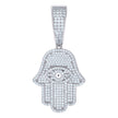 925 Sterling Silver Mens Cubic-Zirconia Evil Eye Hamsa Symbol Religious Charm Pendant