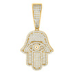 925 Sterling Silver Yellow-tone Mens Cubic-Zirconia Evil Eye Hamsa Symbol Religious Charm Pendant
