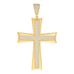 925 Sterling Silver Yellow-tone Mens Cubic-Zirconia Cross Religious Charm Pendant