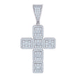 925 Sterling Silver Mens Baguette Round Cubic-Zirconia Cross Religious Charm Pendant