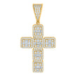 925 Sterling Silver Yellow-tone Mens Baguette Round Cubic-Zirconia Cross Religious Charm Pendant