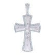 925 Sterling Silver Mens Baguette Cubic-Zirconia Crucifix Cross Religious Charm Pendant