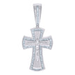 925 Sterling Silver Mens Baguette Cubic-Zirconia Crucifix Cross Religious Charm Pendant