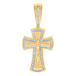 925 Sterling Silver Yellow-tone Mens Baguette Cubic-Zirconia Crucifix Cross Religious Charm Pendant