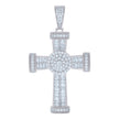 925 Sterling Silver Mens Baguette Round Cubic-Zirconia Cross Religious Charm Pendant