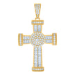 925 Sterling Silver Yellow-tone Mens Baguette Round Cubic-Zirconia Cross Religious Charm Pendant