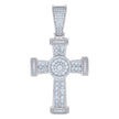 925 Sterling Silver Mens Baguette Round Cubic-Zirconia Cross Religious Charm Pendant