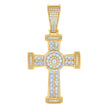 925 Sterling Silver Yellow-tone Mens Baguette Round Cubic-Zirconia Cross Religious Charm Pendant