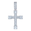 925 Sterling Silver Mens Baguette Round Cubic-Zirconia Cross Religious Charm Pendant