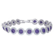 925 Sterling Silver Womens Purple White Cubic-Zirconia Link Fashion Bracelet Size 7 Inches