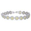 925 Sterling Silver Womens Yellow White Cubic-Zirconia Link Fashion Bracelet Size 7 Inches